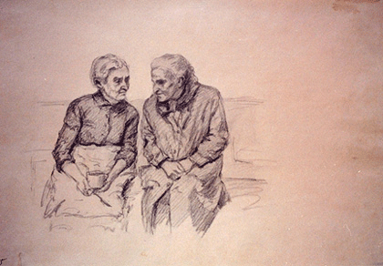 Two Elderly Women Conversing